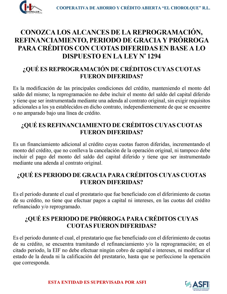 Reprogramación – refinanciamiento